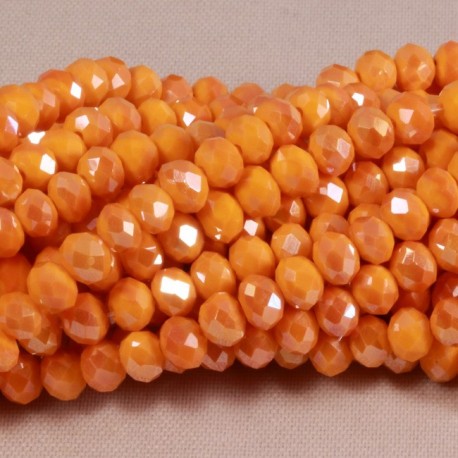 30 perles boulier en verre facettée orange à prisme  4x3mm