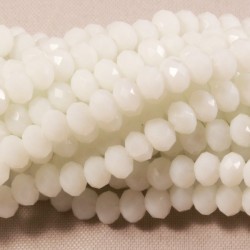 30 perles boulier en verre facettée blanc pur 4x3mm