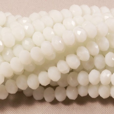 30 perles boulier en verre facettée blanc pur 4x3mm