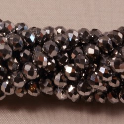 30 perles boulier en verre facettée argent brillant 4x3mm