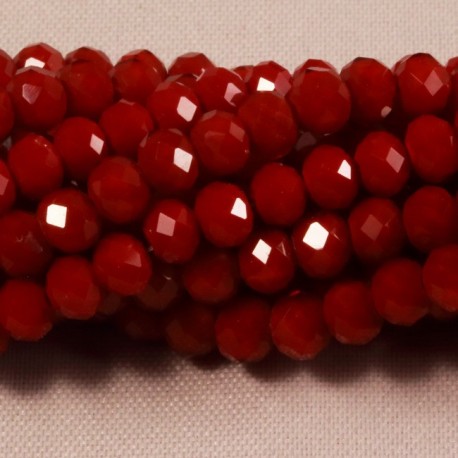 30 perles boulier en verre facettée rouge passion  4x3mm