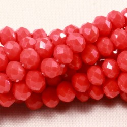 30 perles boulier en verre facettée rouge vermillon    4x3mm