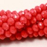 30 perles boulier en verre facettée rouge vermillon    4x3mm