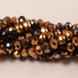 30 perles boulier en verre facettée or /noir  4x3mm