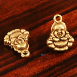 10 breloques mini bouddha assis métal bronze  10mm