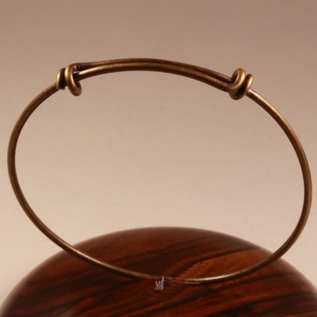 1 support bracelet bangle jonc bronze réglable +/-60mm