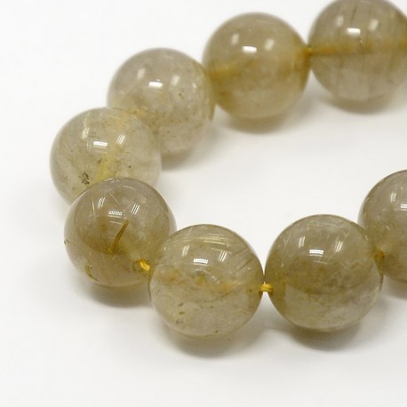 20 perles rondes  de quartz rutile  diamètre 6mm