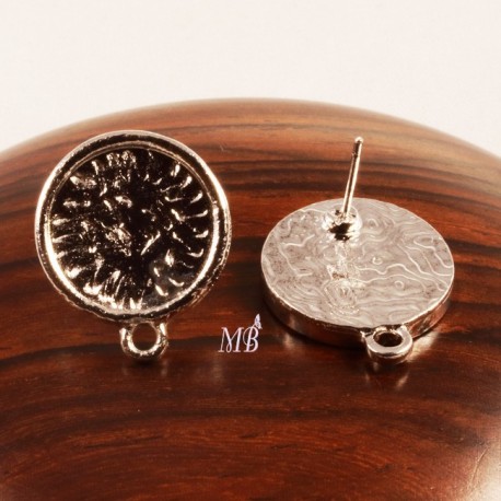 10 boucles d'oreille clou argenté  support cabochon 14mm