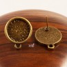 10 boucles d'oreille clou bronze support cabochon 14mm