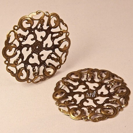 10 estampes pendentif filigrane bronze ciselés 44mm