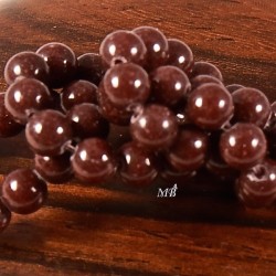 20 perles pierre jade chocolat rondes 4mm