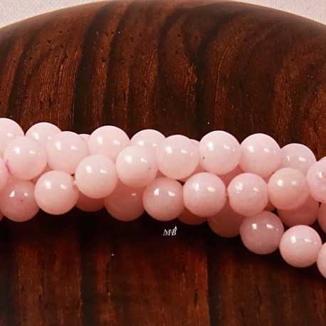 20 perles pierre jade rose pâle rondes 4mm