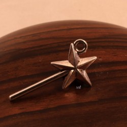10 breloques pendentifs baguette magique argentée 26x13mm