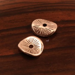 10 perles intercalaires argentées chips bombées 9,5x8,5mm