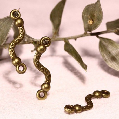 15 connecteurs barre de lien serpentin  métal couleur bronze 22.5x6mm