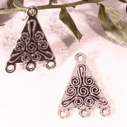 10 connecteurs triangle ethnique metal argenté 22x16mm
