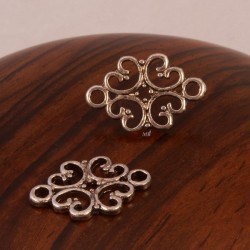 10 connecteurs métal couleur argenté  arabesque ethnique 18x13mm