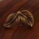1paire  supports de boucle d'oreille feuille a clou bronze 17x10mm