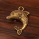 6 breloques dauphins métal couleur bronze relief 31x23mm