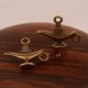 10 breloques lampe Aladin métal couleur bronze 20x10mm