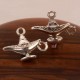 10 breloques lampe Aladin métal argenté 20x10mm