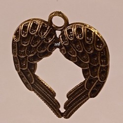 2 pendentifs double aile d'ange bronze 45x37mm