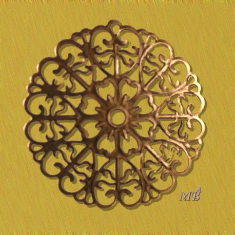 6 estampes pendentif rond ajouré couleur bronze 52x51mm