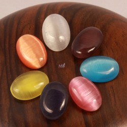 10 cabochons ovale oeil de chat multicolore 14x10mm