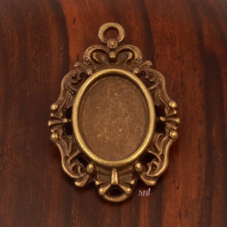 5 supports cabochon métal couleur bronze  esprit vintage 14x10mm interne