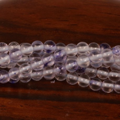 20 perles de fluorite bleu ciel veiné bleu nuit diamètre 3mm