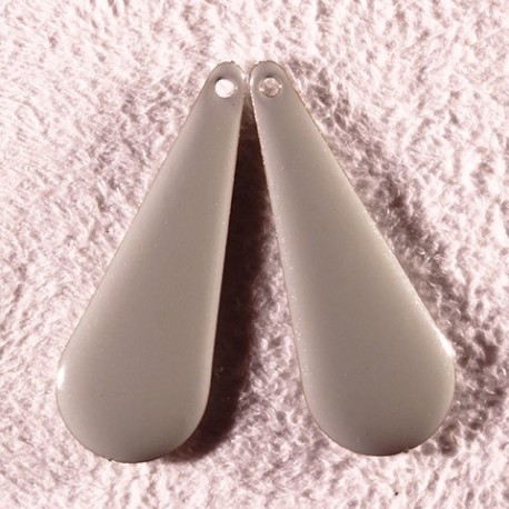 2 sequins emailles laiton longue goutte gris  27x10mm