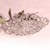 4 estampes connecteur ovale  fleur metal argente 80x35mm