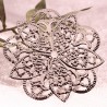 4 estampes connecteur  rosace fleur metal argente 45mm
