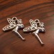 10 breloques fée ailes ciselées métal  argenté 23x16mm