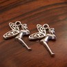 10 breloques fée ailes ciselées métal  argenté 23x16mm