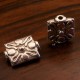 10 perles intercalaires rectangle métal argenté motifs reliefs 12x9mm