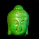2 perles têtes  de bouddha en Howlite  teintée vert  en relief 29x20mm