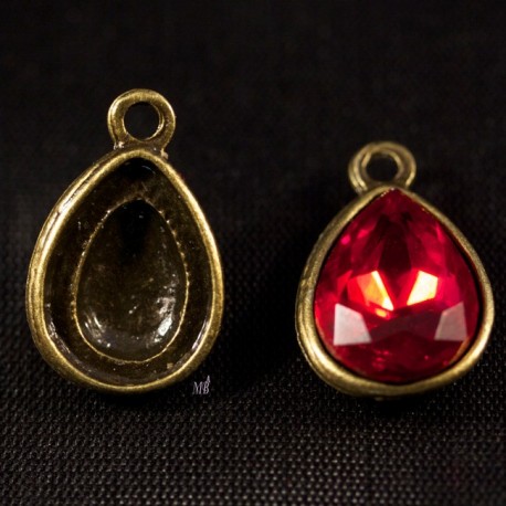 5 pendentifs goutte supports cabochon   bronze  15x11mm