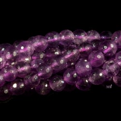 10 perles d'améthyste facettées claires rondes haute qualité  6mm