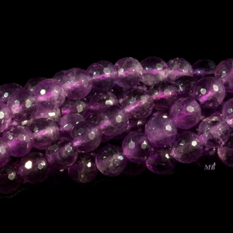 10 perles d'améthyste facettées claires rondes haute qualité  6mm