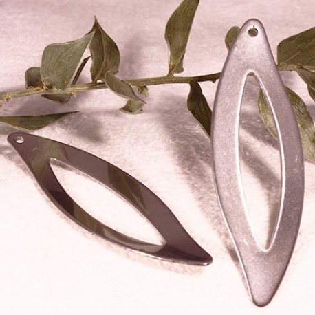 2 connecteurs  pendentif acier inoxydable navette 48x15mm