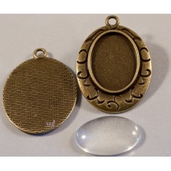 4 supports cabochon bronze ovale 18x24mm