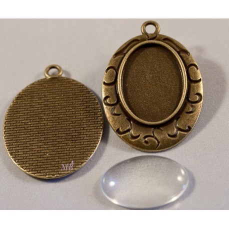 4 supports cabochon bronze ovale 18x24mm