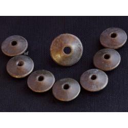 10 perles disque bronze mat bicone diamètre 11mm