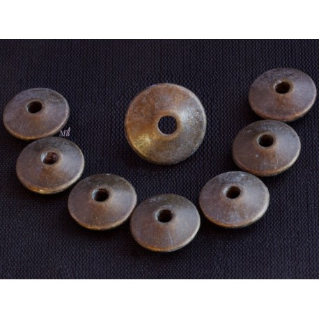 10 perles disque bronze mat bicone diamètre 11mm