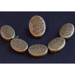 10 perles intercalaire ovale plate  bronze feuilles 14x10mm