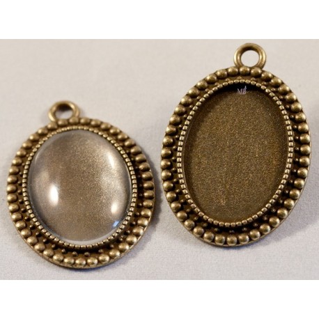 4 supports cabochon pendentif bronze  18x24mm
