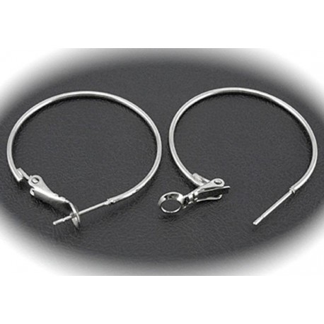1 paire    boucle d'oreille créole   laiton couleur platine diamètre 40mm