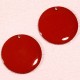 2 sequins émailles  rond  rouge laiton  20mm