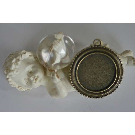 4 supports cabochon bronze tressé 25 mm interne